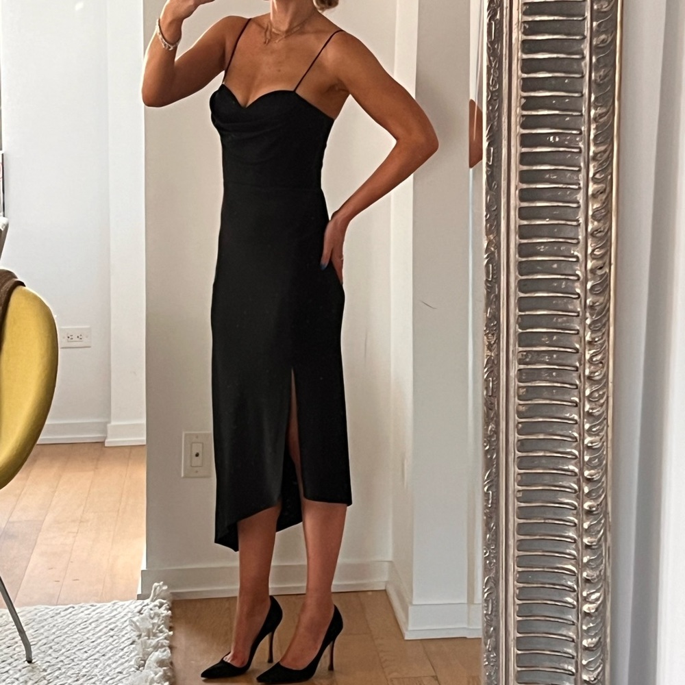 Black Alice & Olivia Sweetheart Bustier Top Silk Dress
